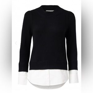 BROCHU WALKER
Eton Black Wool Cashmere Sweater with White Underlayer
